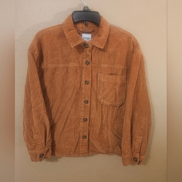 Kensie Jeans Womens Brown Button Down Corduroy Shirt SIZE SMALL - Picture 2 of 13